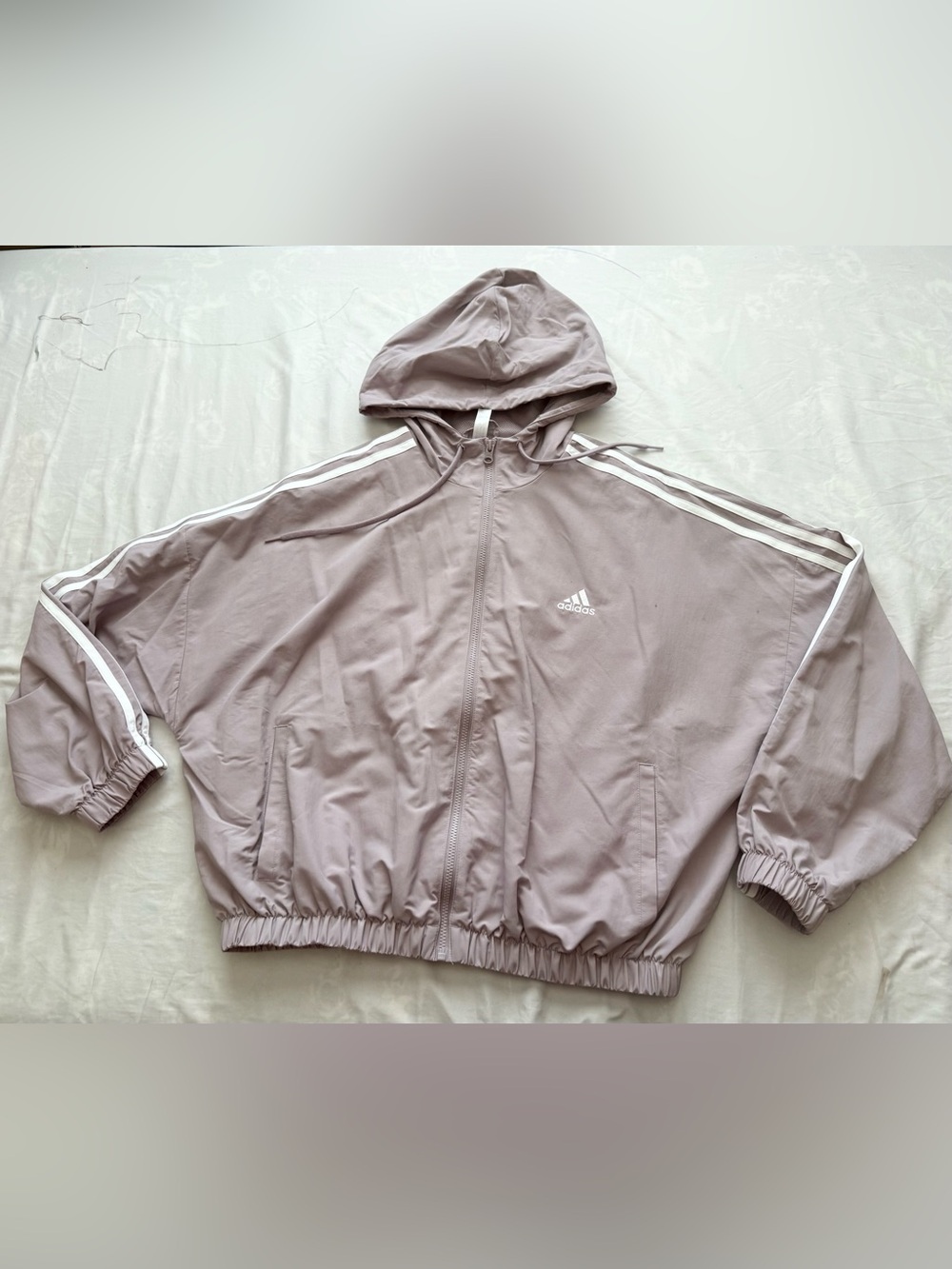 Adidas Women’s Zip Up Hooded Cropped Windbreaker Jacket